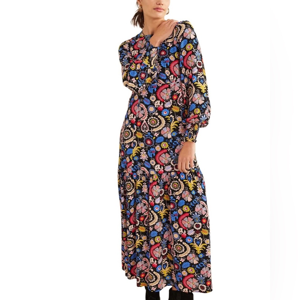 BODEN Smocked Cuff Maxi Tier Dress | Size 16 | NWT